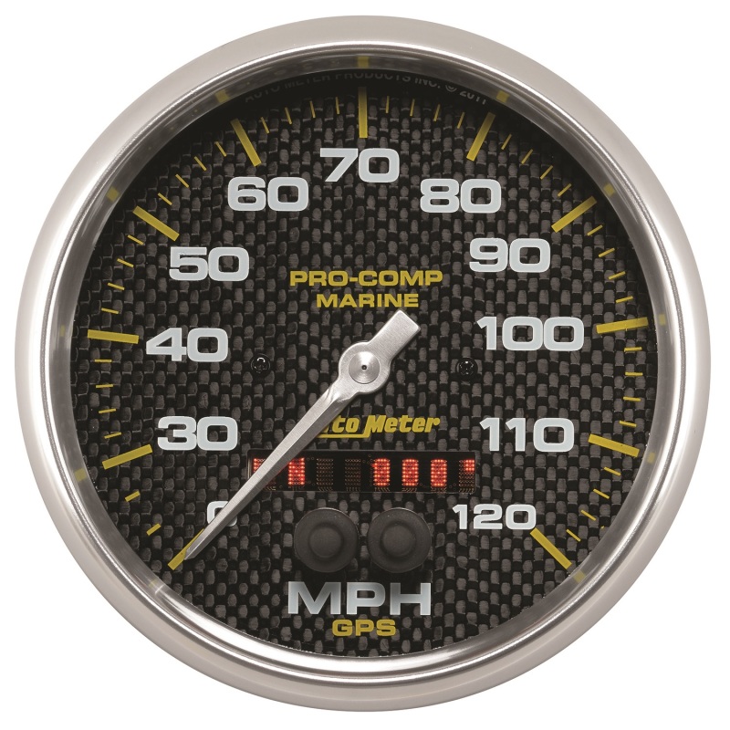 GAUGE; SPEEDOMETER; 5in.; 120MPH; GPS; MARINE CARBON FIBER - 200646-40