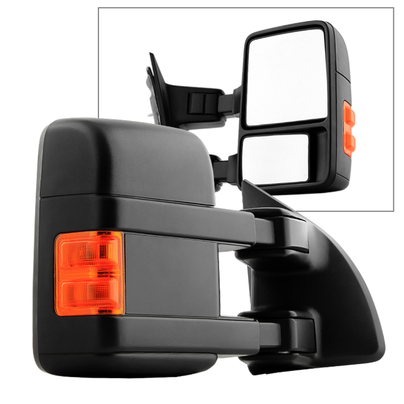 Xtune Ford Superduty 99-14 Manual Extendable Manual Adjust Mirror Amber- Right MIR-FDSD08S-MA-AM-R - 9933134