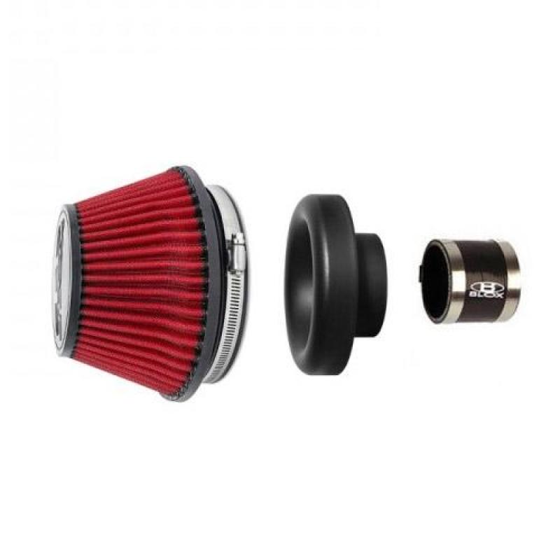 BLOX Racing Shorty Performance 5in Air Filter w/3.5in Velocity Stack and Coupler Kit - Red - BXIM-00323-RD