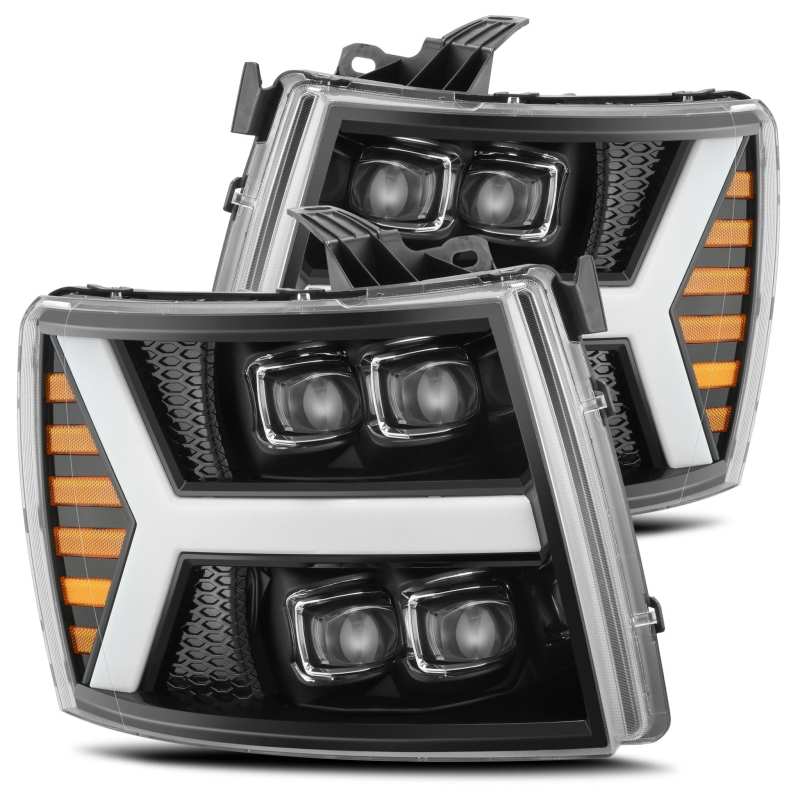 LED Projector Headlights Plank Style Design Gloss Black - 880208