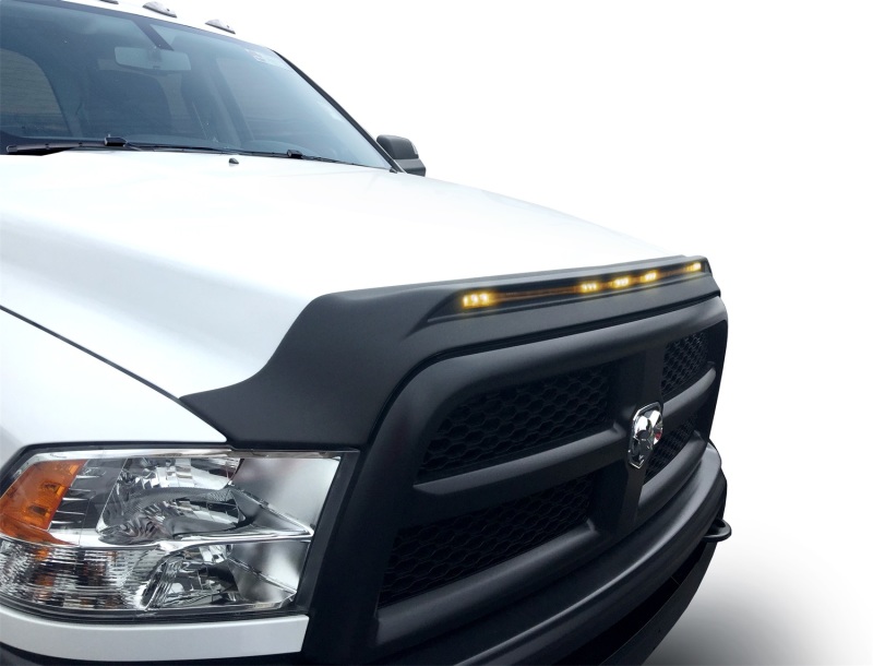 AVS 2010-2019 Dodge Ram 2500 Aeroskin Low Profile Hood Shield w/ Lights - Black - 753051