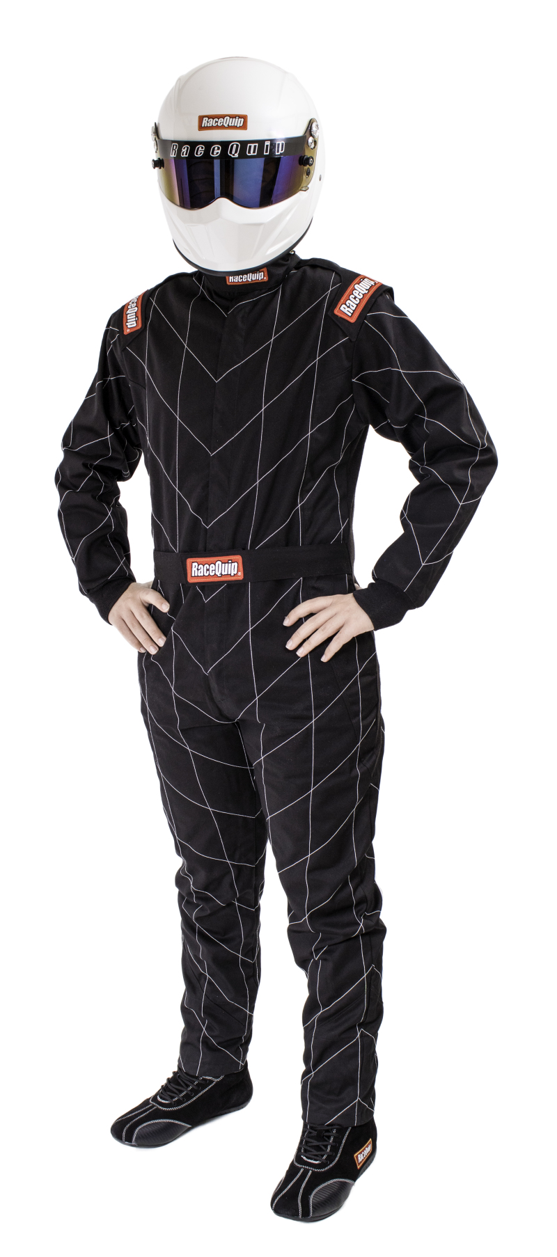 RaceQuip Black Chevron-1 Suit - SFI-1 XL - 130906