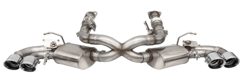 Corsa 2020 Corvette C8 3in Valved Cat-Back 4.5in Pol Quad Tips - Fits Factory Perf Exhaust w/ AFM - 21100