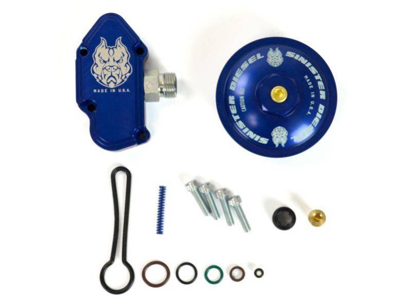 Blue Spring Kit with Billet Spring Housing (Gray) and Fuel Filter Cap - SD-FUELBLK-6.0-FFC