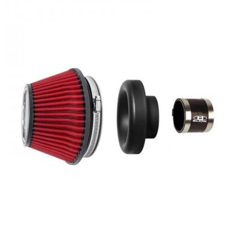 BLOX Racing Shorty Performance 5in Air Filter w/3.5in Velocity Stack and Coupler Kit - Black - BXIM-00323-BK