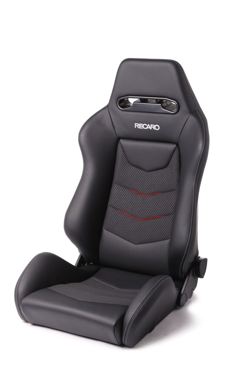 Recaro Speed V Driver Seat - Black Leather/Red Suede Accent - 7227110.1.3169