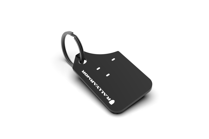 Rally Armor Mini UR Mud Flap Keychain - Black w/ White Logo - RAKEYCHAIN