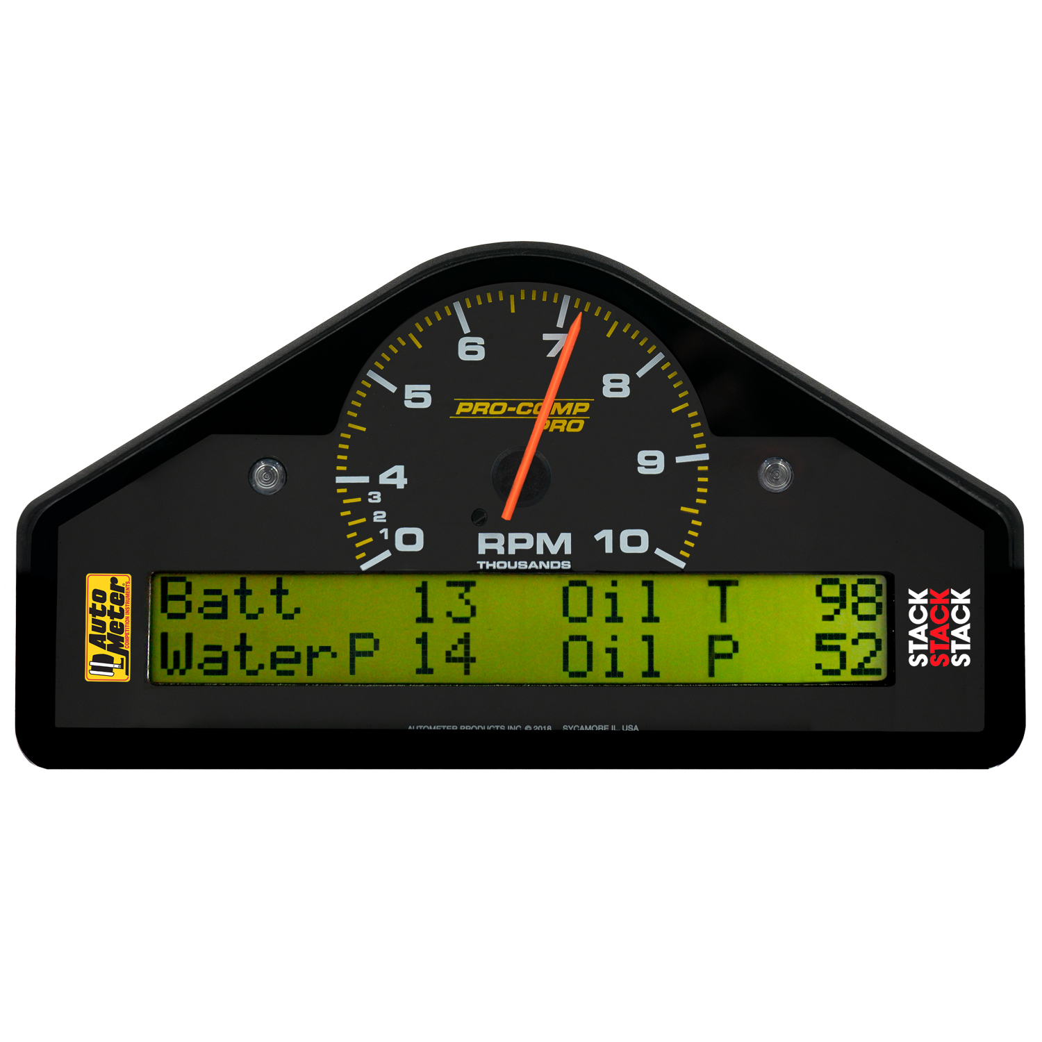 RACE DASH DISPLAY, 10K RPM/WTRP/FUELP/OILP/OILT/WTMP/VOLT, PRO-COMP - 6014