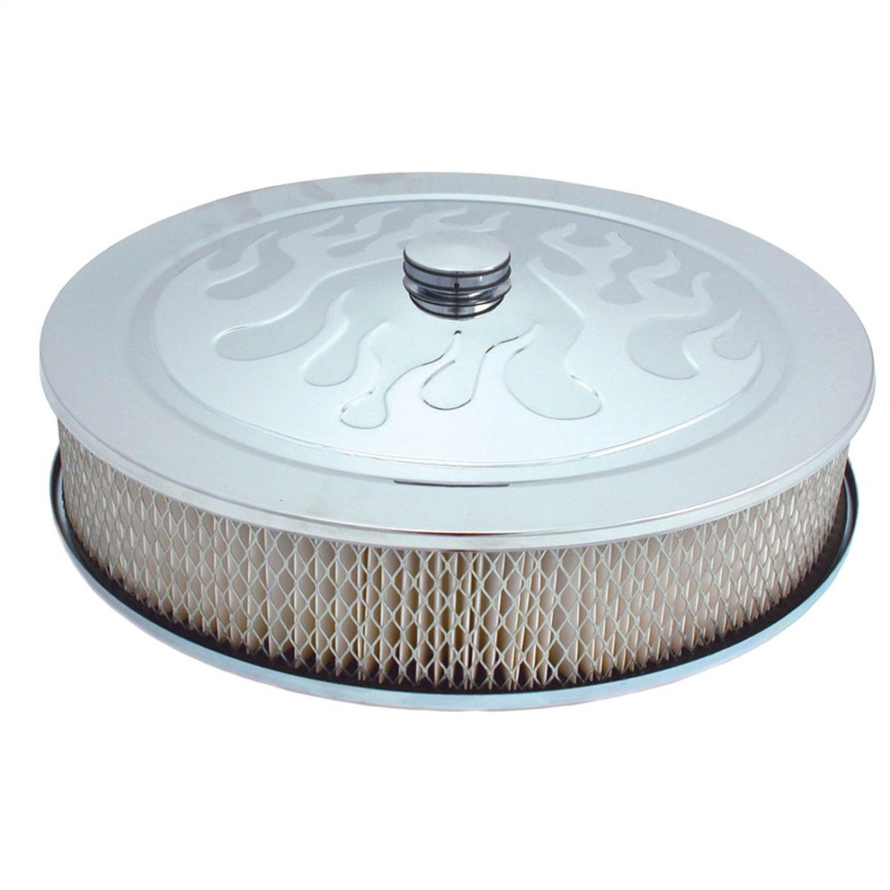 Spectre Air Cleaner 14in. x 3in. Flamed Chrome - White Paper - 4758