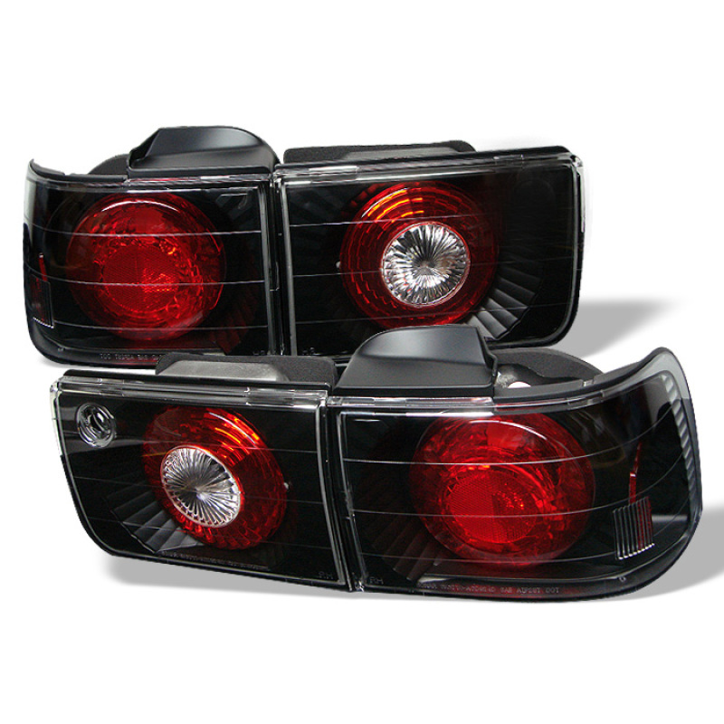 Euro Style Tail Lights; Uses Stock Bulbs; Pair; Black; - 5004093