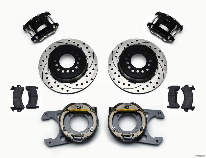 Wilwood D154 P/S Park Brake Kit Drilled Chevy C-10 2.42 Offset 5-lug - 140-12569-D