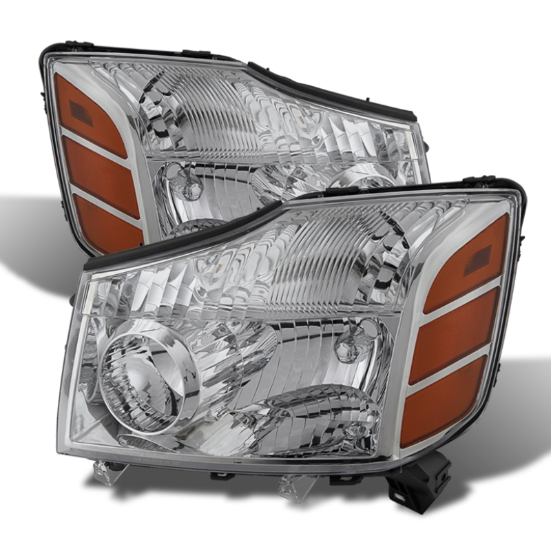 Xtune Nissan Titan 04-14 / Armada 04-07 OEM Amber Head Lights Set Chrome HD-JH-NTI04-AM-C - 5079923