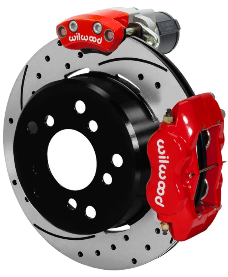 Wilwood Forged Dynalite Rear Electronic Parking Brake Kit - Red Powder Coat Caliper - D/S Rotor - 140-16138-DR