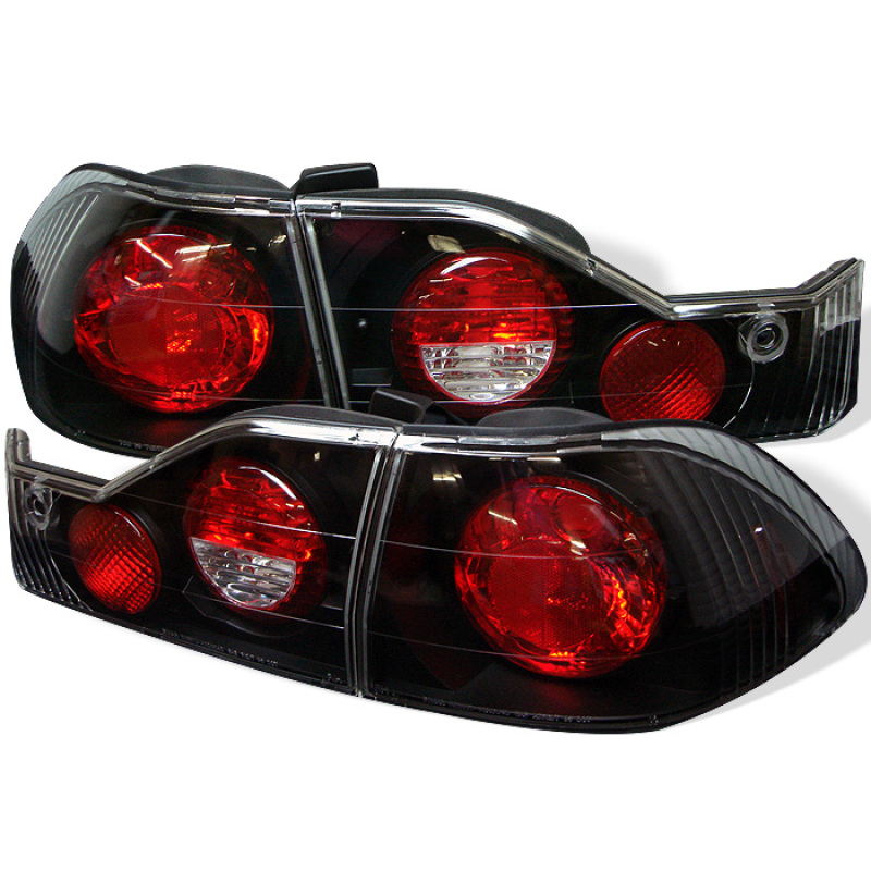 Euro Style Tail Lights; Uses Stock Bulbs; Pair; Black; - 5004321