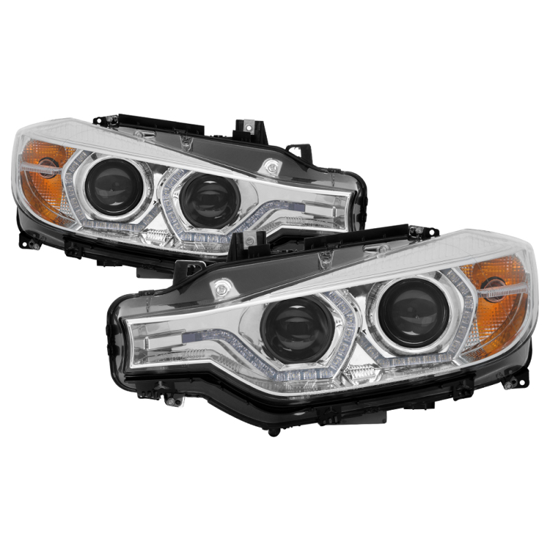 DRL LED Projector Headlights; Bulbs Included; Pair; Chrome; - 5084354