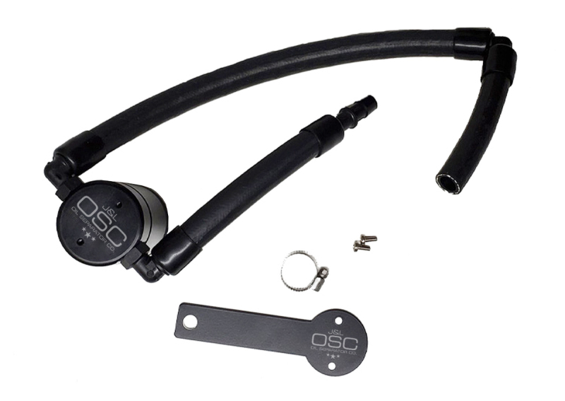 J&L 18-22 Kia Stinger GT 3.3TT Passenger Side Oil Separator 3.0 - Black Anodized - 3106P-B