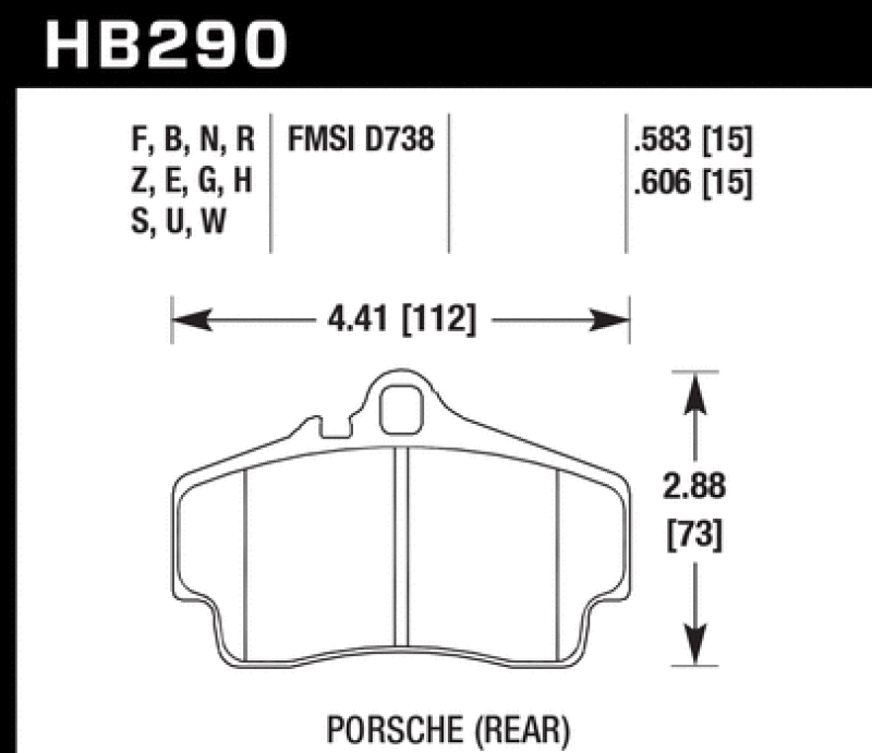 ER-1 Disc Brake Pad; Front; 0.583 Thickness.; - HB290D.583
