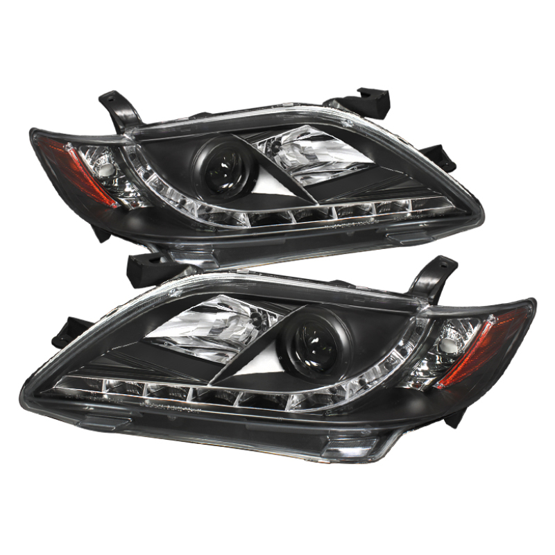 DRL LED Projector Headlights; Bulbs Included; Pair; Black; - 5039422