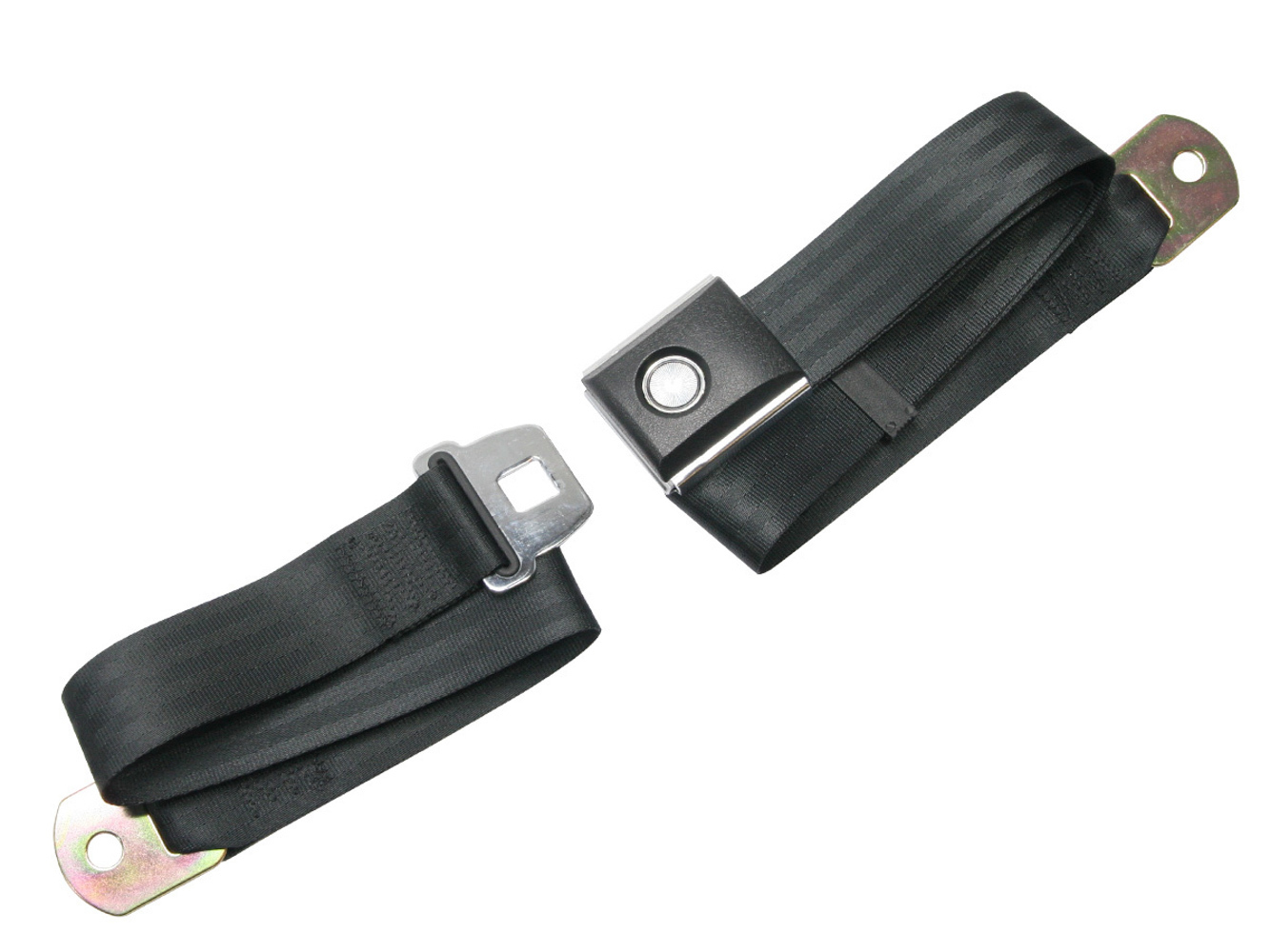 67-73 Mustang Seat Belts 2 Point Push Button - SB-BK-PBSB