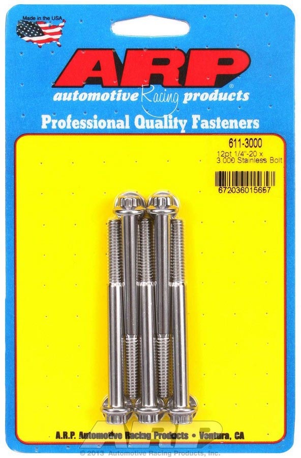 S/S Bolt Kit - 12pt. (5) 1/4-20 x 3.000 - 611-3000