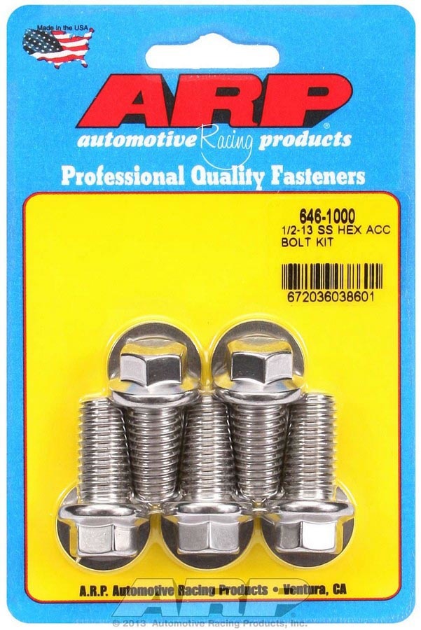 1/2-13 x 1.000 6pt SS Bolt Kit 5pk - 646-1000