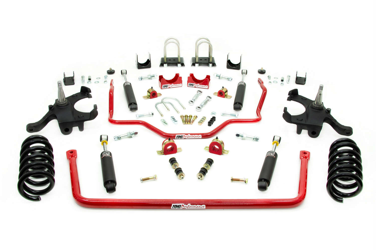 UMI Performance 73-87 GM C10 Handling and Lowering Kit Stage 2 4.5inF/6inR UMI Shocks - Red - 6402-R