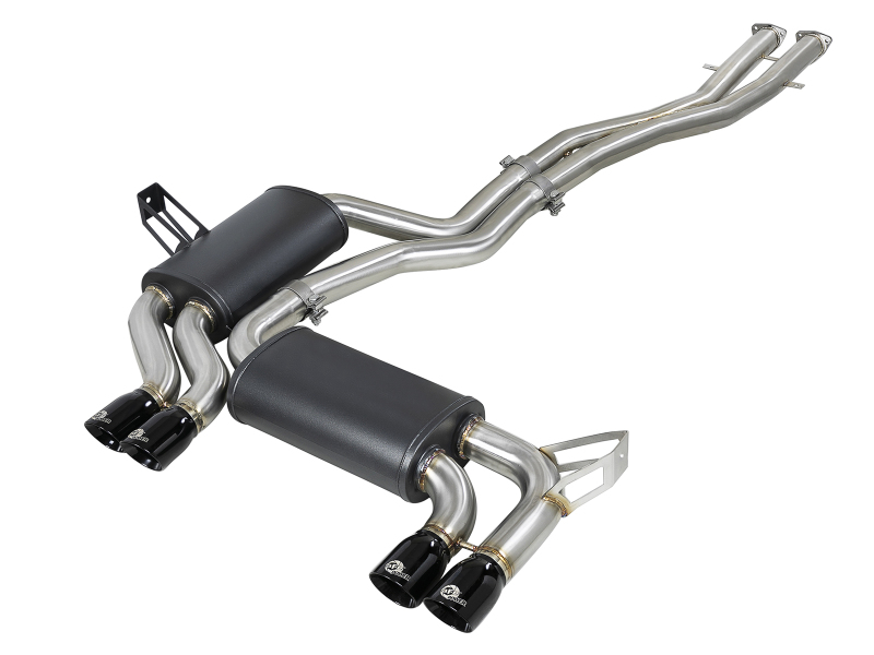 aFe MACH ForceXP 2.5 IN 304 Stainless Steel Cat-Back Exhaust System w/ Black Tips 01-06 BMW M3 (E46) - 49-36344-B