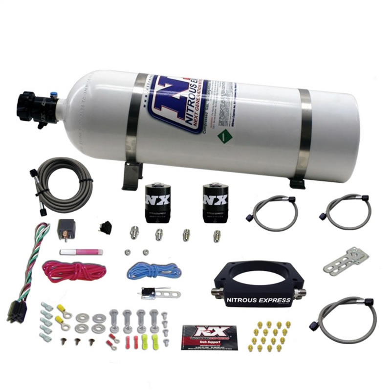 Nitrous Express GM LS 90mm Nitrous Plate Kit (50-400HP) w/15lb Bottle - 20934-15