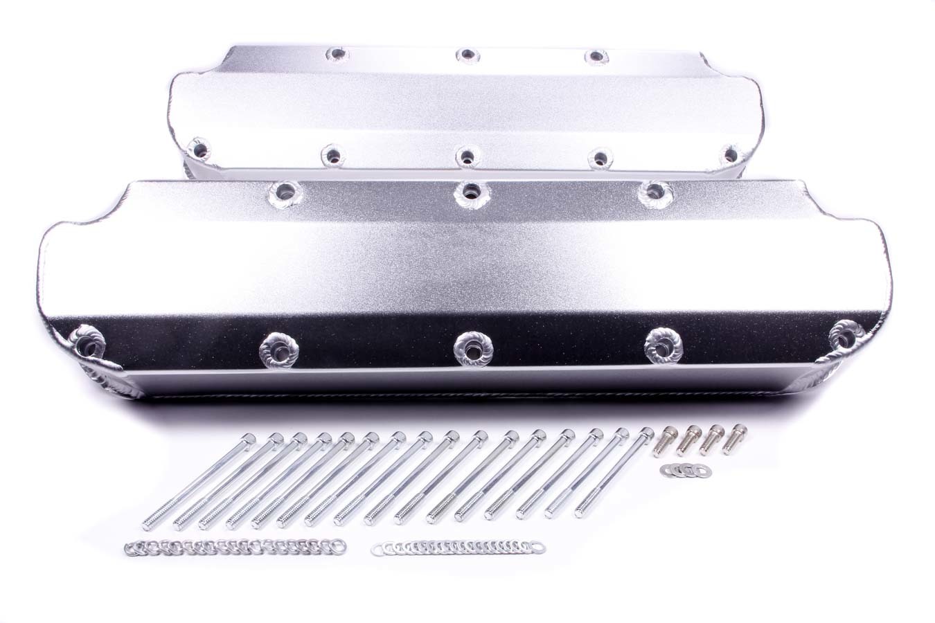 Valve Cover Set; Aluminum; Fabricated Billet Rail; Satin Silver Anodized. - 4036000