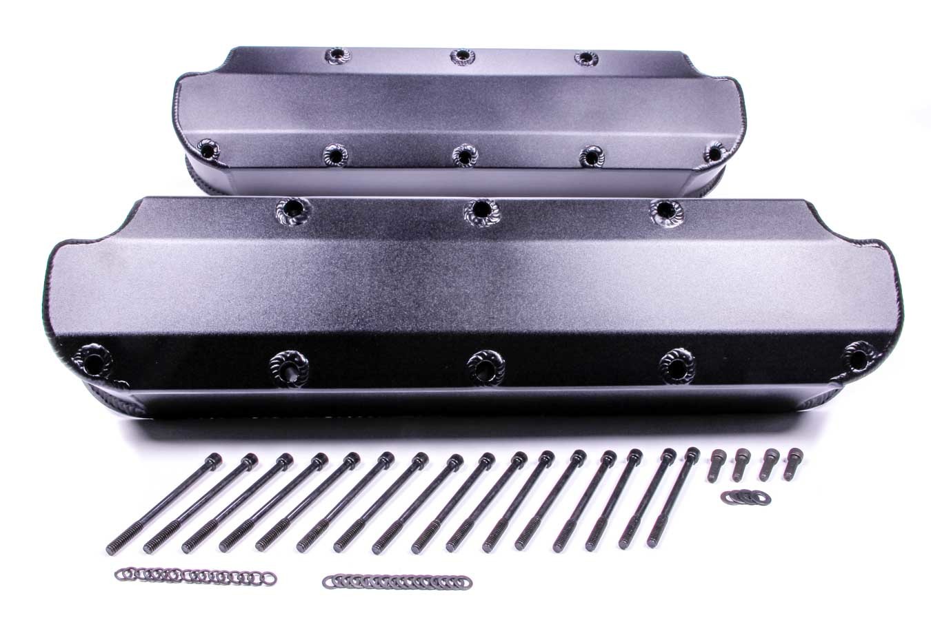 Valve Cover Set; Aluminum; Fabricated Billet Rail; Satin Black Anodized. - 4036007