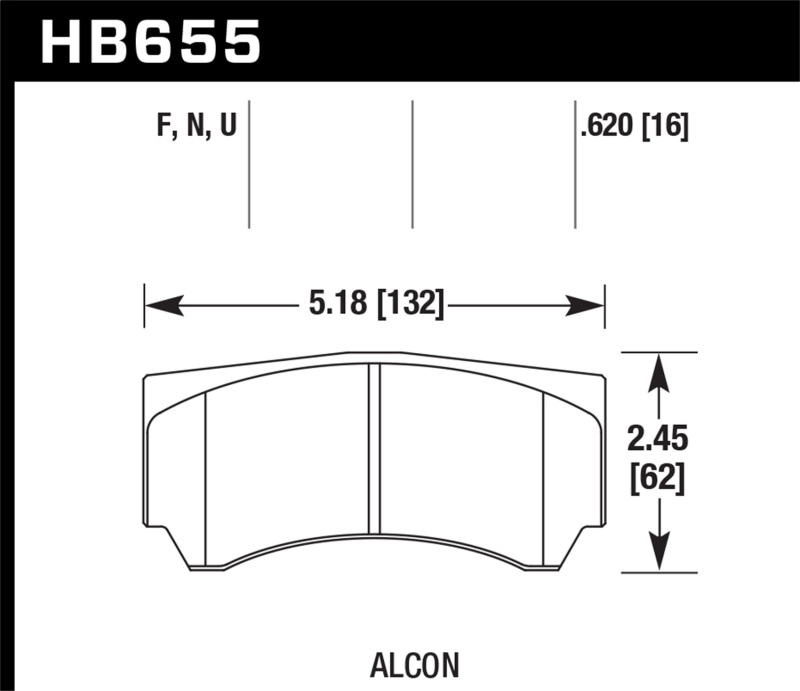 HPS 5.0 Disc Brake Pad; 0.620 Thickness; Fits Alcon; - HB655B.620