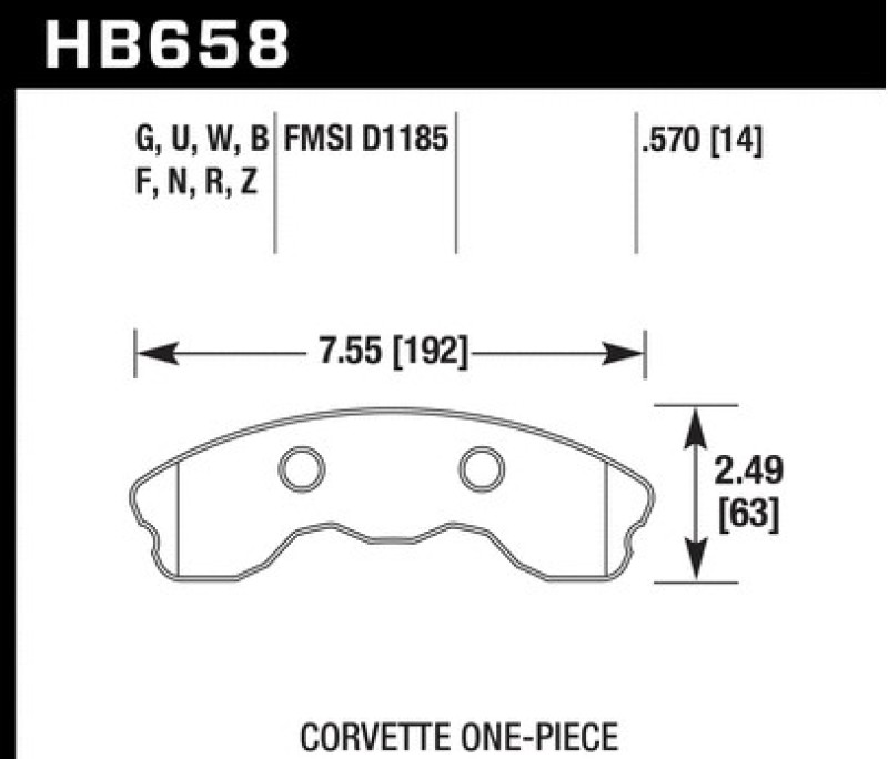 ER-1 Disc Brake Pad; Front; 0.570 Thickness; - HB658D.570