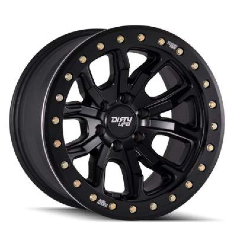 Dirty Life 9303 DT-1 17x9 / 5x127 BP / -12mm Offset / 78.1mm Hub Matte Black Wheel - Beadlock - 9303-7973MB12