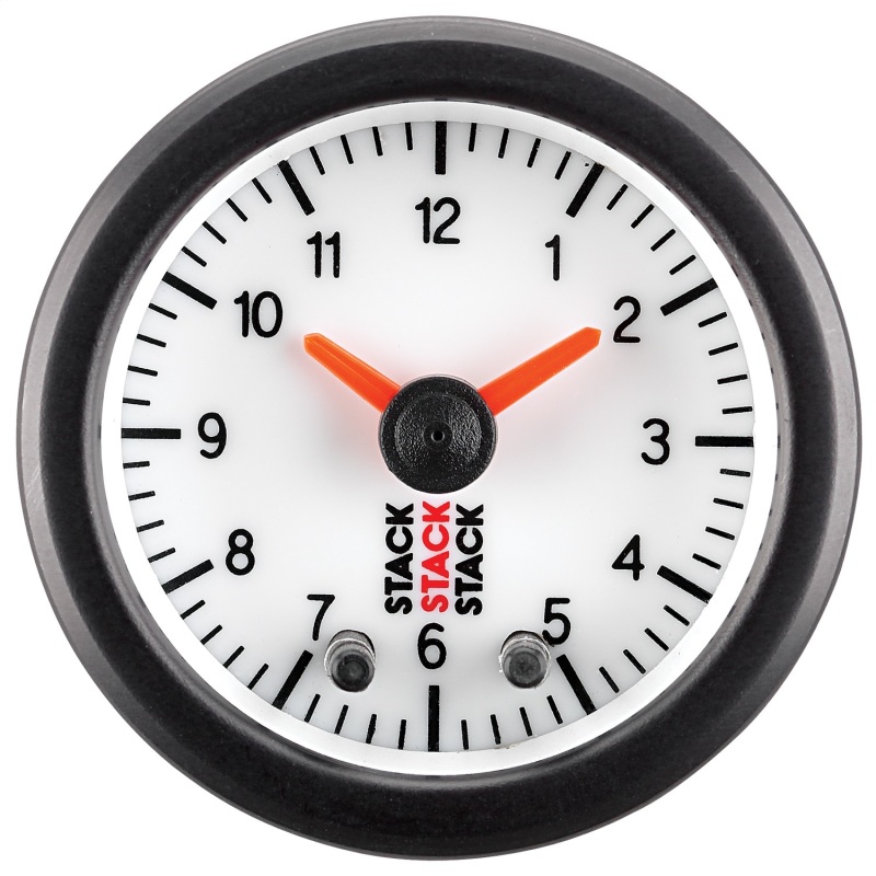 Autometer Stack Analog Clock Gauge - White - ST3367