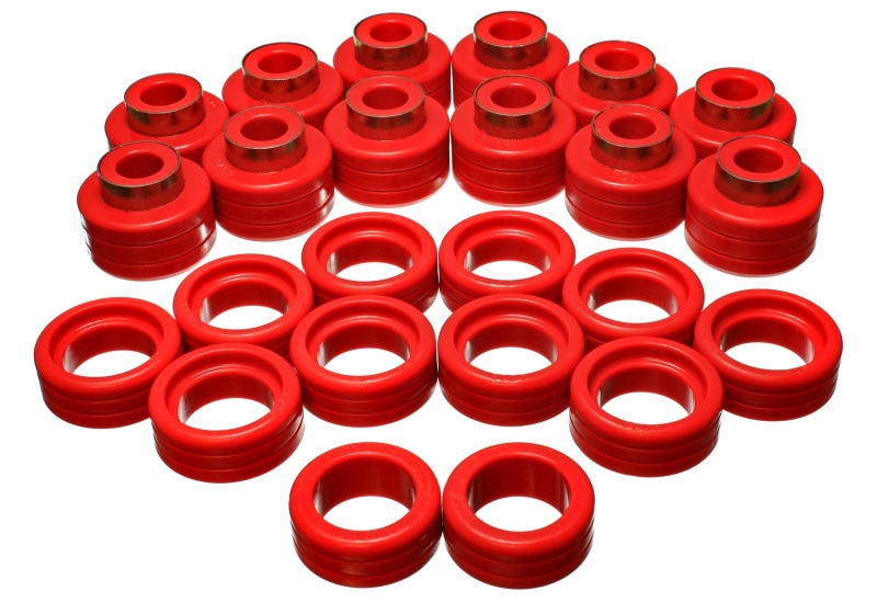 Body Cab Mount Set; Red; Performance Polyurethane; - 3.4148R