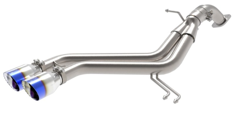aFe Takeda 13-17 Hyundai Veloster L4-1.6L 2-1/2in 304 SS Axle-Back Exhaust w/ Blue Flame Tips - 49-37019-L