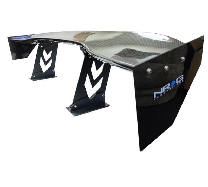 NRG Carbon Fiber Spoiler - Universal (59in.) w/ NRG Arrow Cut Out Stands and Large End Plates - CARB-A590