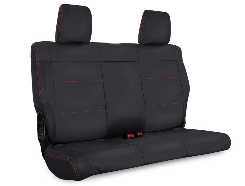 PRP 07-10 Jeep Wrangler JK Rear Seat Covers/2 door - Black with Red Stitching - B017-01