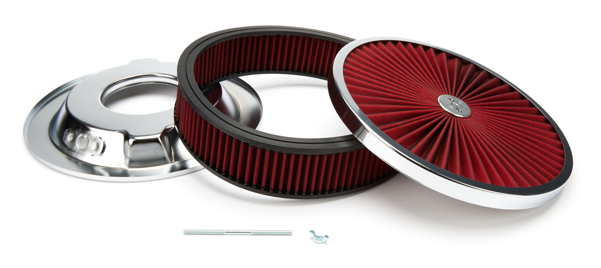 14in X 3in Super Flow Air Cleaner Chrome/Red - R2236