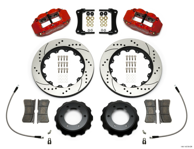 Wilwood Narrow Superlite Red 6R Front Kit 14in Drilled Rotor w/ Lines 05-15 Toyota Tacoma - 140-14578-DR