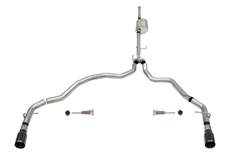 3.0in. Dual Rear Exit Catback Exhaust System with Flat Cut 4.0in. Dual Wall Tips - 21161BLK