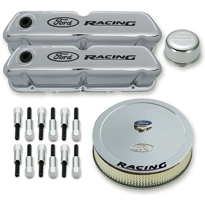 Engine Dress up Kit Chrome w/Ford Racing Log - 302-510