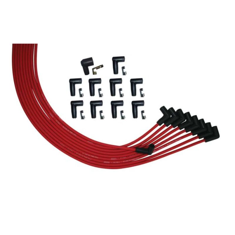 Moroso V8 Universal 90 Deg Plug HEI Distributor Ultra Spark Plug Wire Set - Red - 52006
