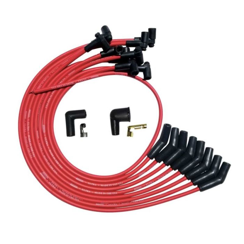 Moroso SBC Over Valve Cover 135 Plug HEI Ultra Spark Plug Wire Set - Red - 52027