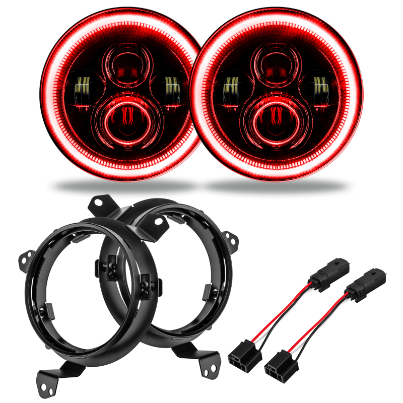 Oracle Jeep Wrangler JL/Gladiator JT 7in. High Powered LED Headlights (Pair) - Red - 5769J-003