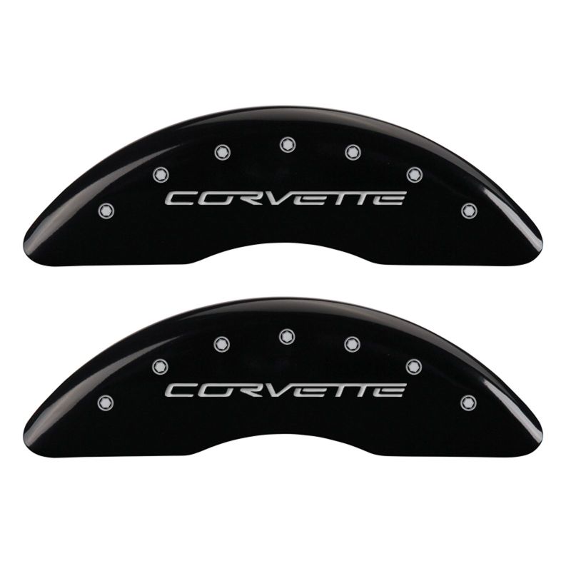 Set of 4: Black finish, Silver Corvette (C6) - 13083SCV6BK