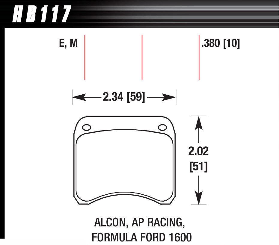 BRAKE PAD AP RACING REAR CALIPER BLUE 9012 - HB117E380