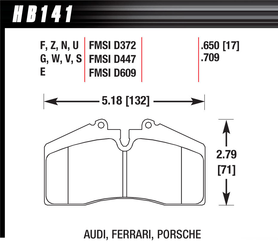 BRAKE PAD 96-98 PORSCHE FRONT AND REAR DTC-60 - HB141G650