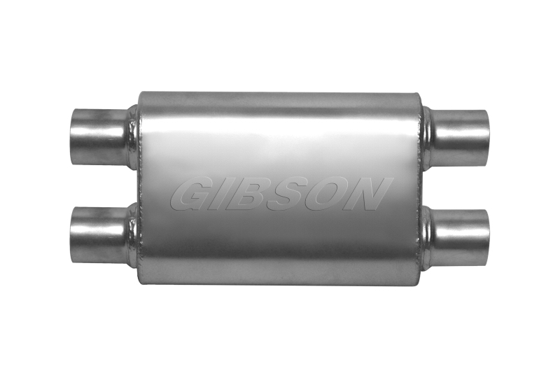 Gibson MWA Superflow Dual/Dual Oval Muffler - 4x9x14in/2.5in Inlet/2.5in Outlet - Stainless - BM0111