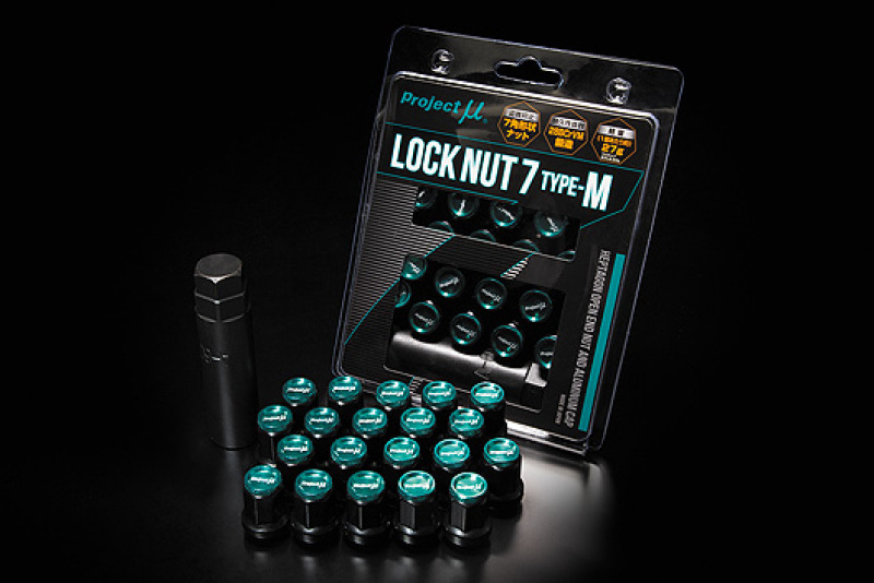 Project Mu Super Lock 7 M-Type Lock Nut M12 x 1.5 - Black / Green Cap (Special Order No Cancel) - PLN7P150B